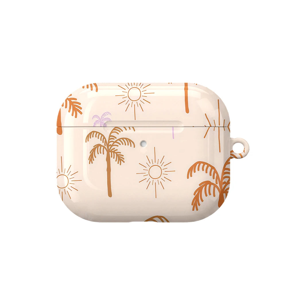 Cute Summer Vibe Series Case Suitable for AirPods4 Pro3 Pro Hard Glossy Protective Case,Holiday Gifts for Friends Family